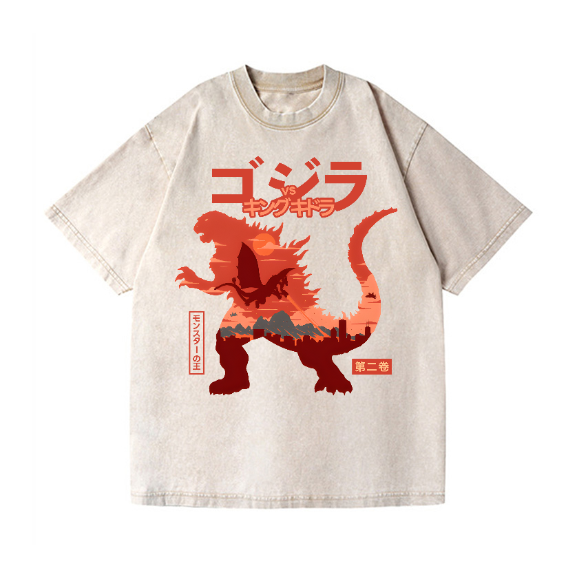 Godzilla King Of The Monsters Vol.2 Vintage Wash Japanese Design T-Shirt