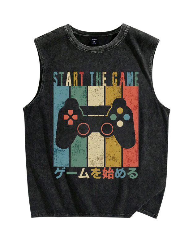 START THE GAME Vintage Distressed Washed Tank Top