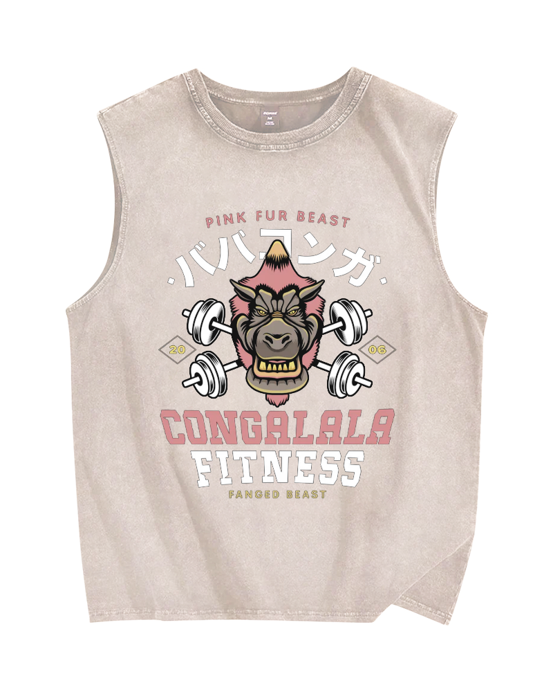 Congalala Fitness Vintage Distressed Washed Tank Top