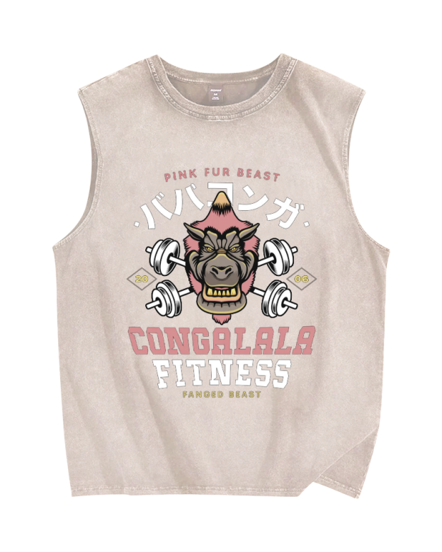 Congalala Fitness Vintage Distressed Washed Tank Top