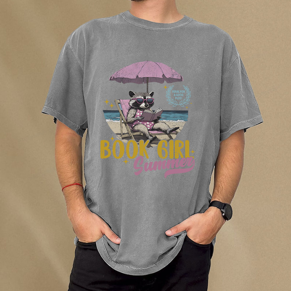 Book Girl Summer Unisex Washed T-shirt