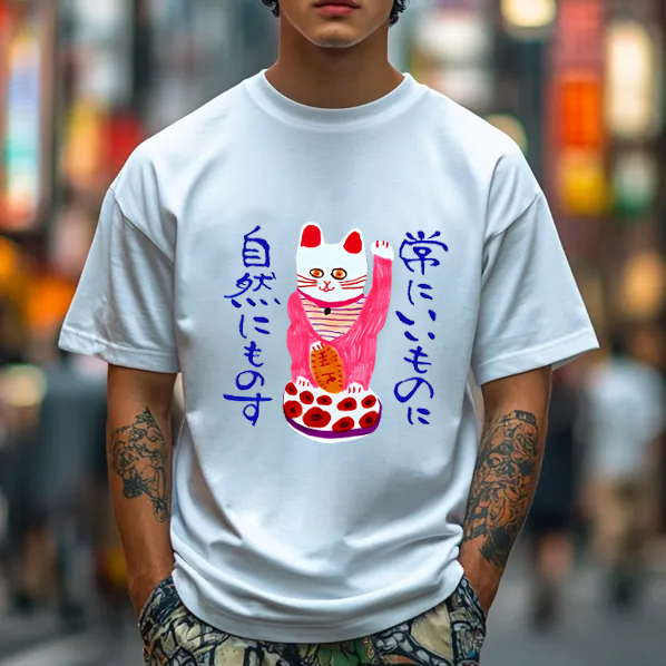 Japanese Cat Cotton Casual T-Shirt