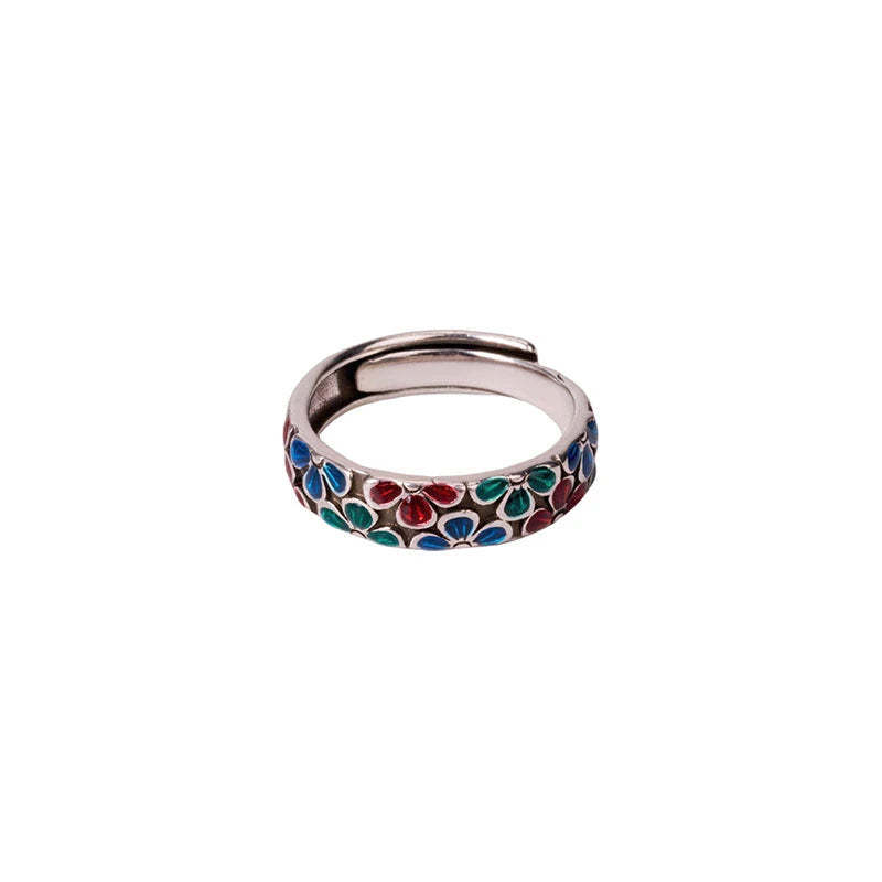 Enamel Plum Blossom Ring