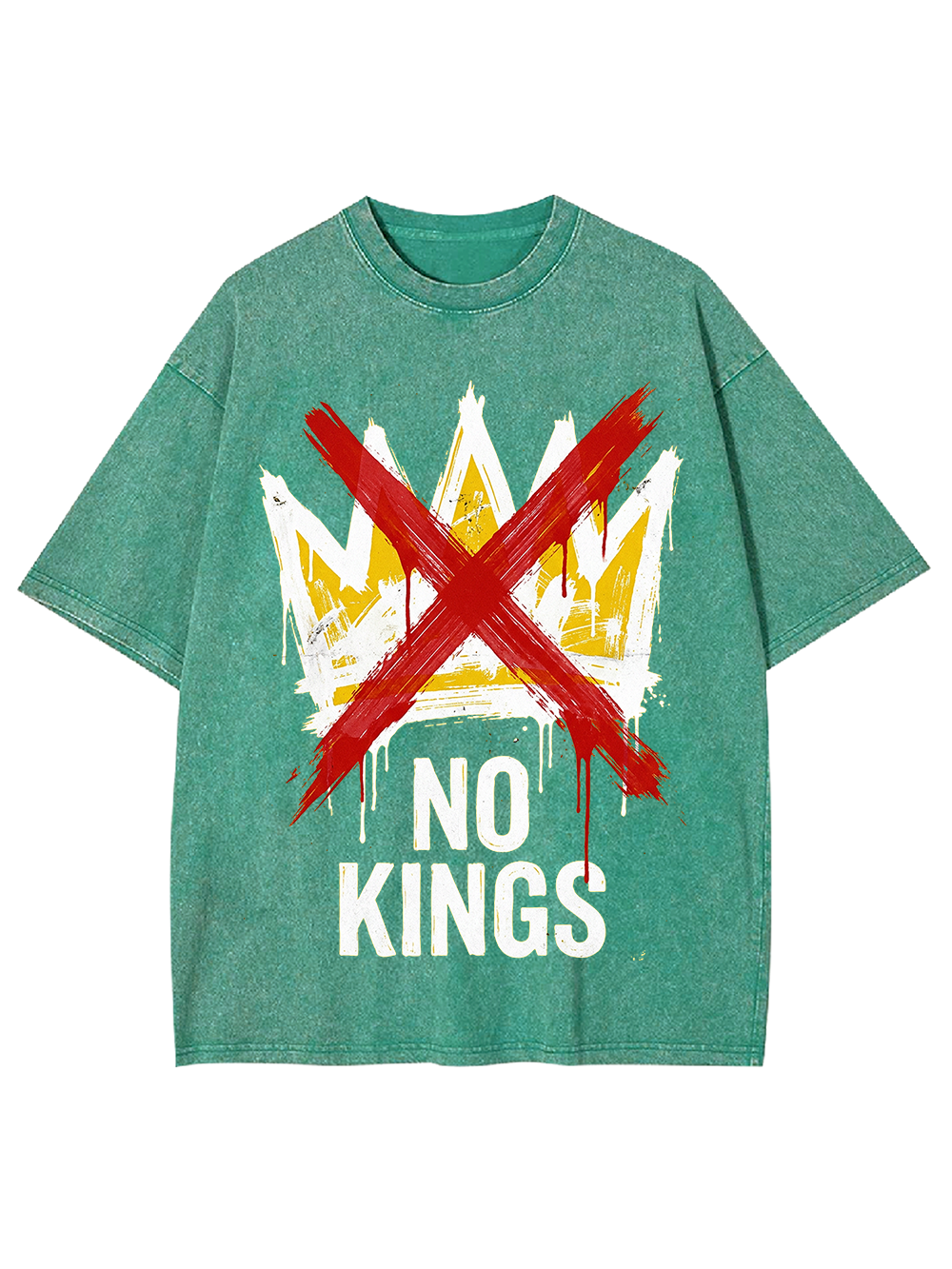 Unisex NO KINGS—Street Rebellion Printed Washed Tee