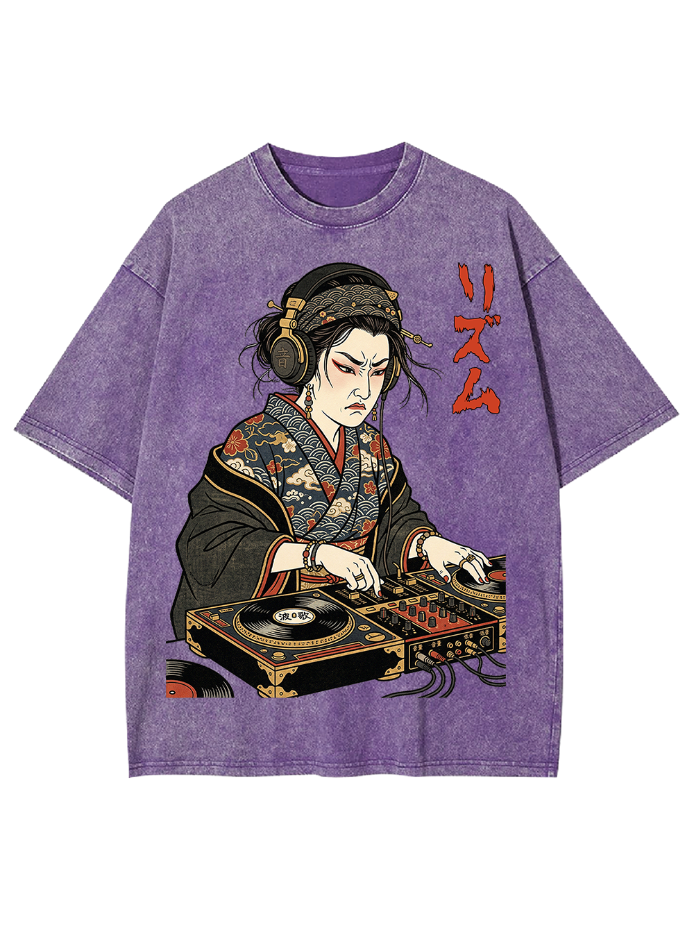Unisex Geisha DJ Rhythm Printed Washed Tee