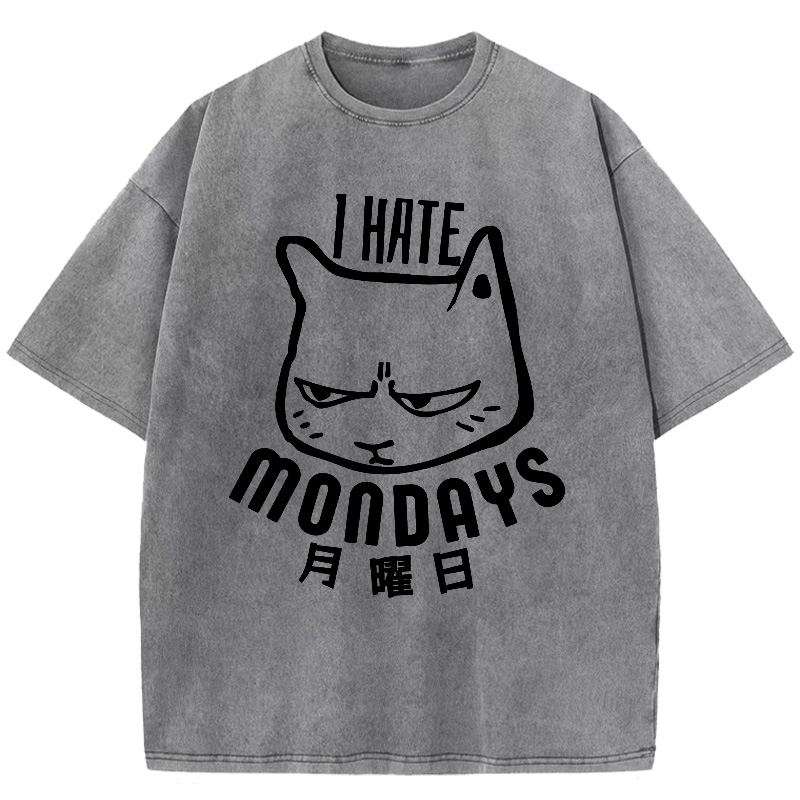 Cat Hate Monday Washed T-Shirt