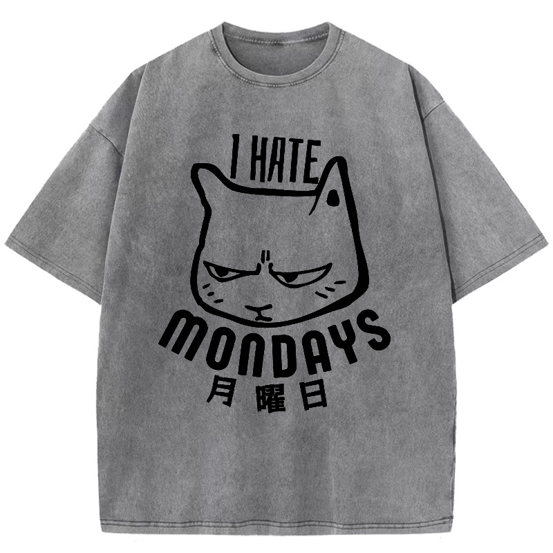 Cat Hate Monday Washed T-Shirt