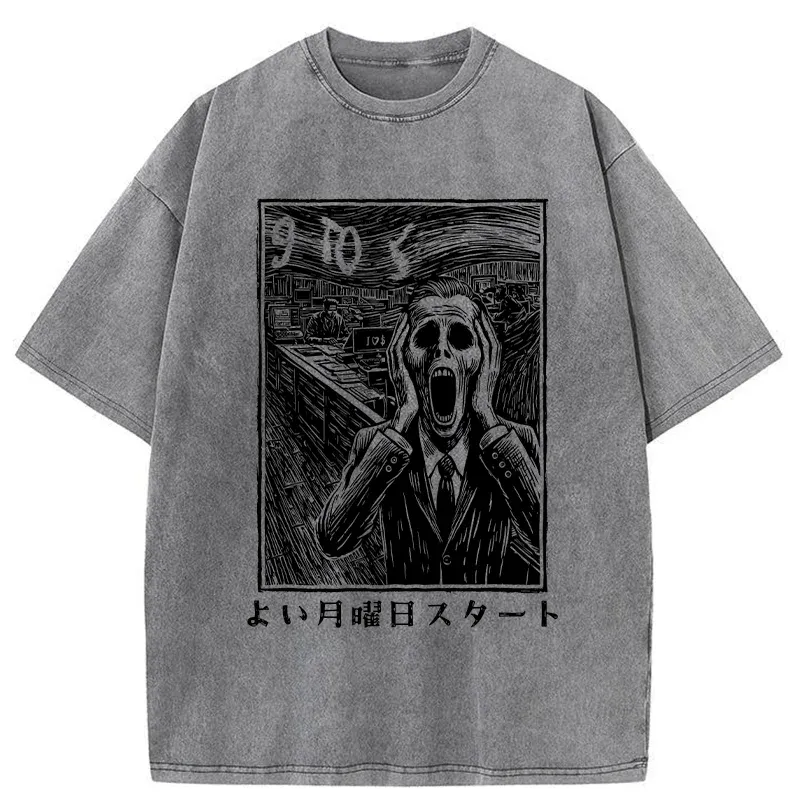 Office Worker The Scream Washed T-Shirt