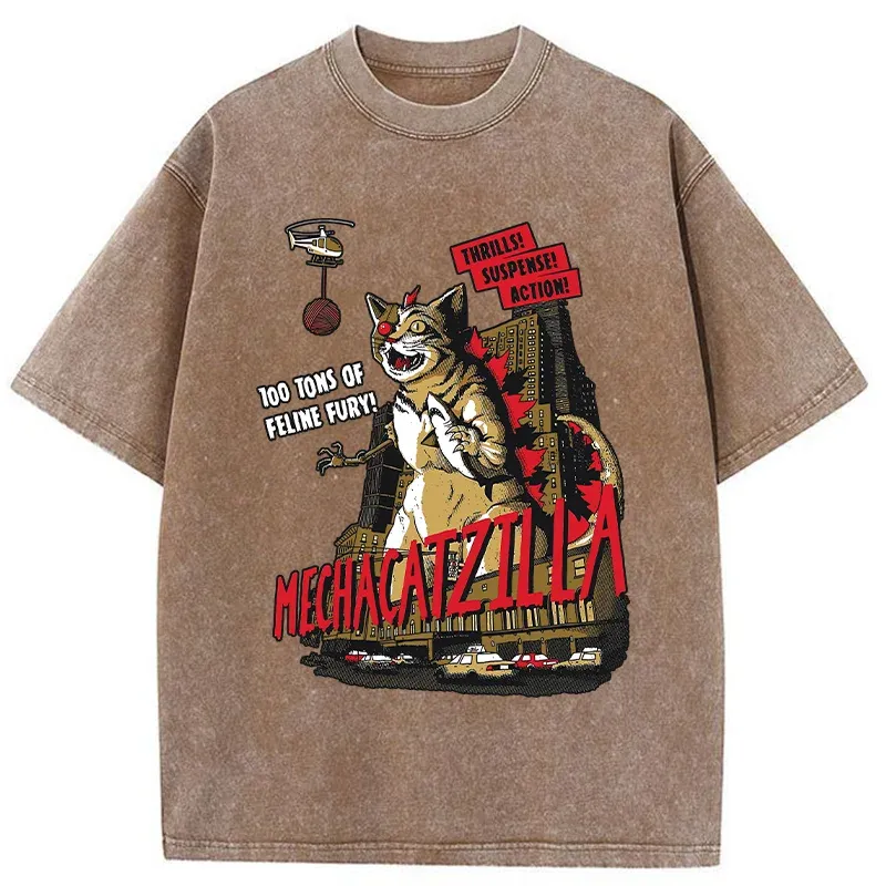 MechaCatzilla Washed T-Shirt