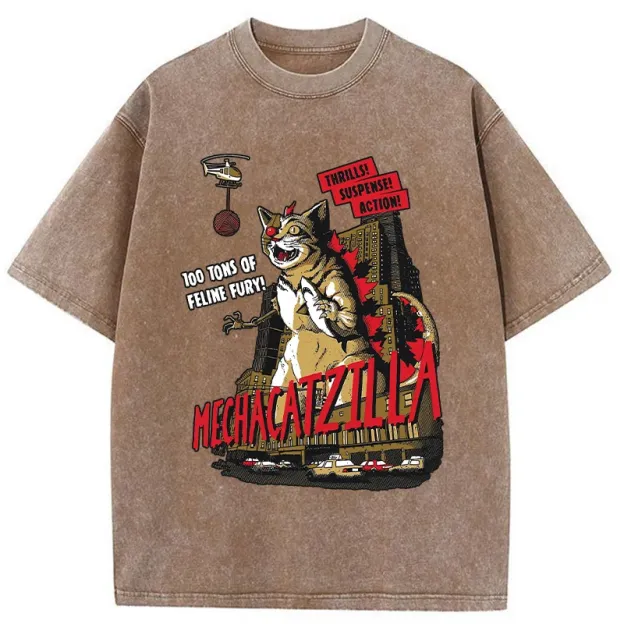 MechaCatzilla Washed T-Shirt