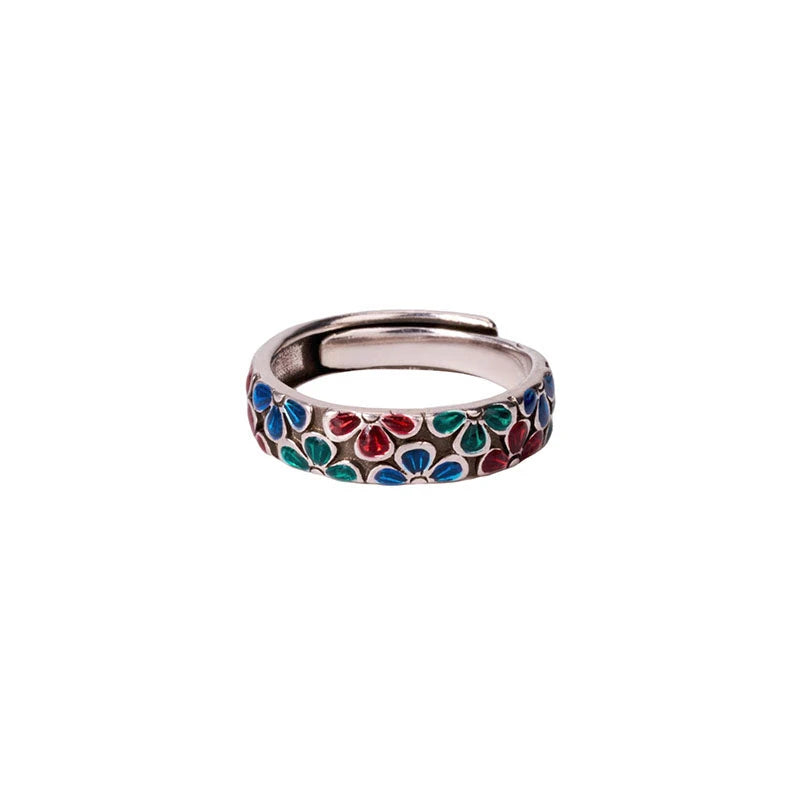 Enamel Plum Blossom Ring