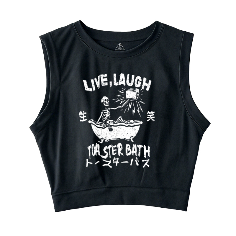  Funny Electric Shock Skeleton Sleeveless Crop Top