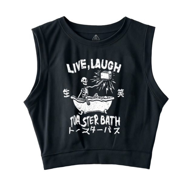  Funny Electric Shock Skeleton Sleeveless Crop Top