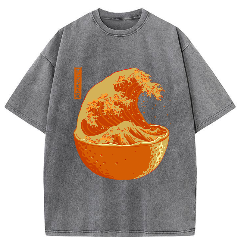 The Great Wave Off Orange Washed T-Shirt