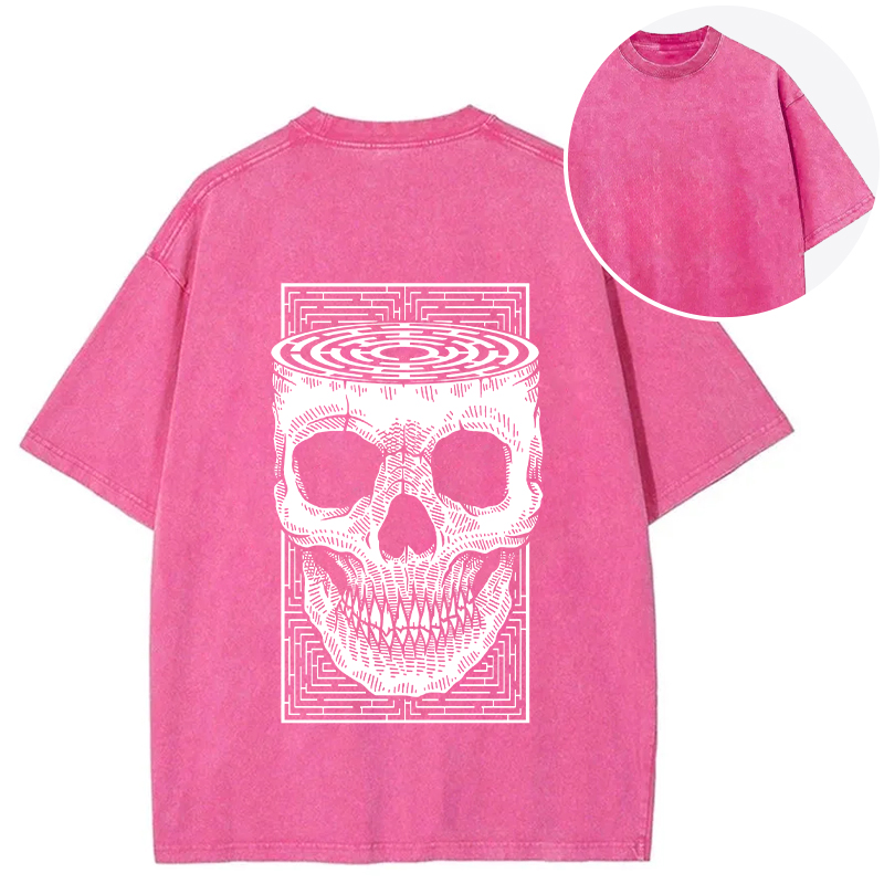 Horror Skull Back Washed T-Shirt