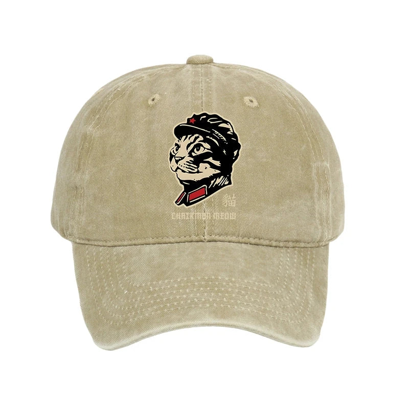 Chinese Spirit Cat Washed Cap