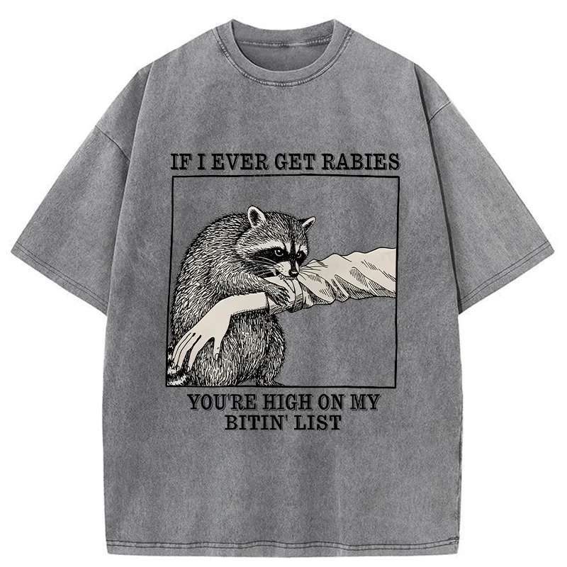 Unisex Raccoon Bites Washed T-Shirt