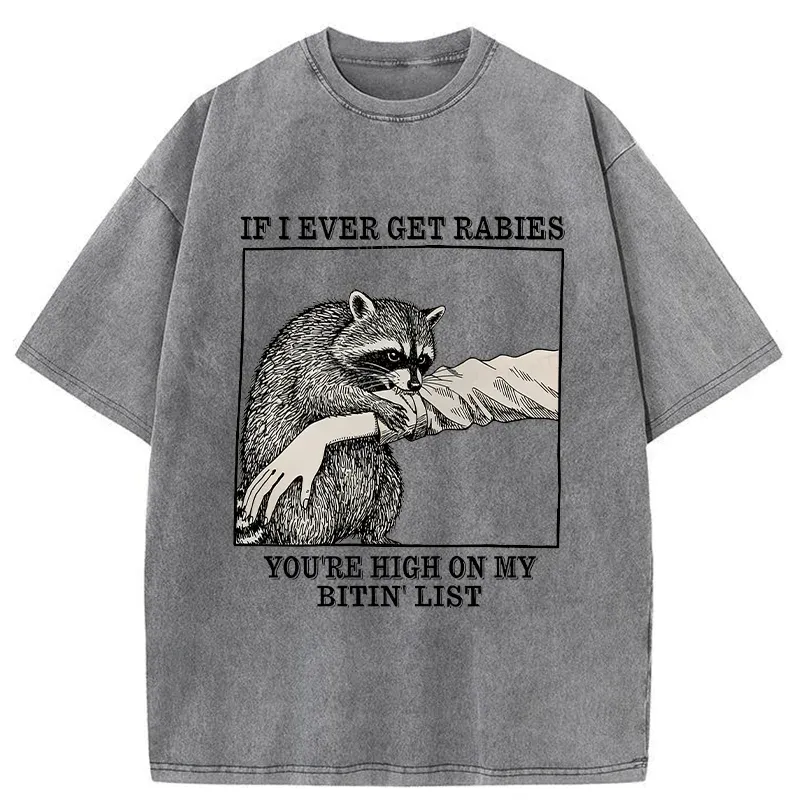 Unisex Raccoon Bites Washed T-Shirt