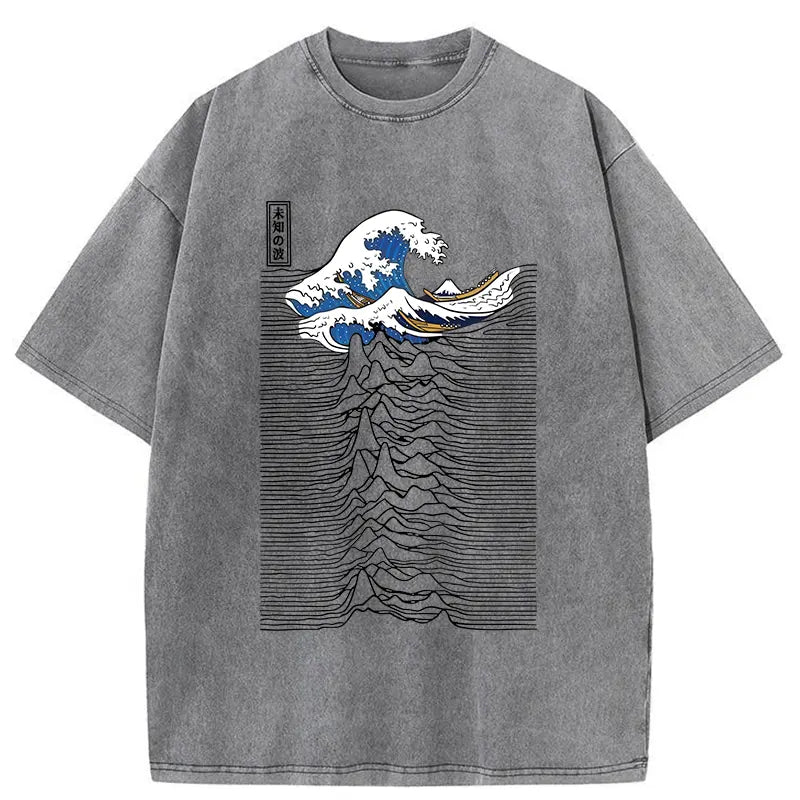 Music And Waves Washed T-Shirt