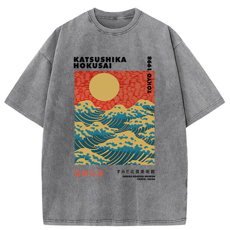 Katsushika Hokusai Washed T-Shirt