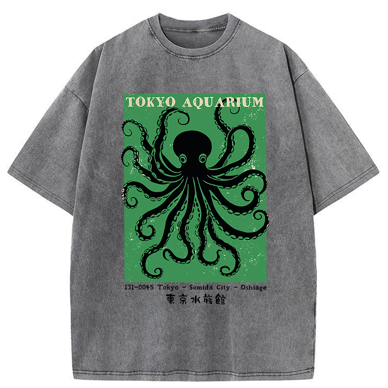 Unisex Tokyo Japanese Aquarium Washed T-Shirt