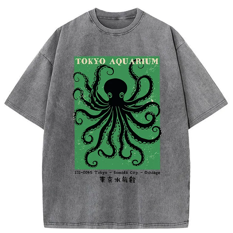Unisex Tokyo Japanese Aquarium Washed T-Shirt