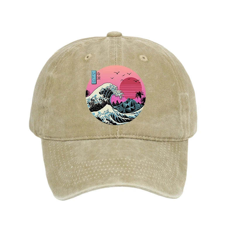  Japanese The Great Retro Wave Washed Cap