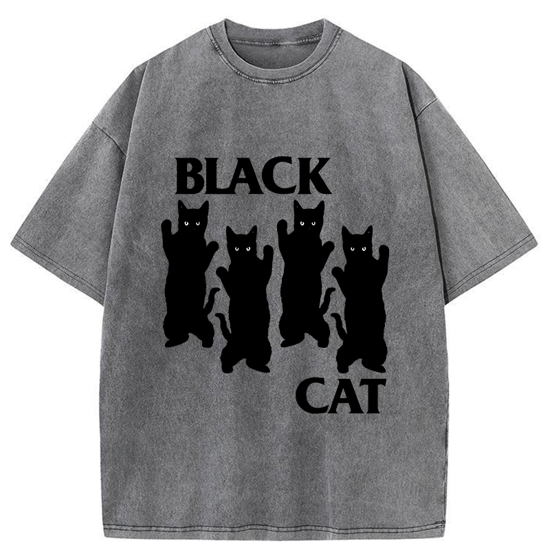 Four Black Cats Washed T-Shirt
