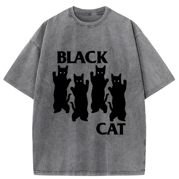 Four Black Cats Washed T-Shirt