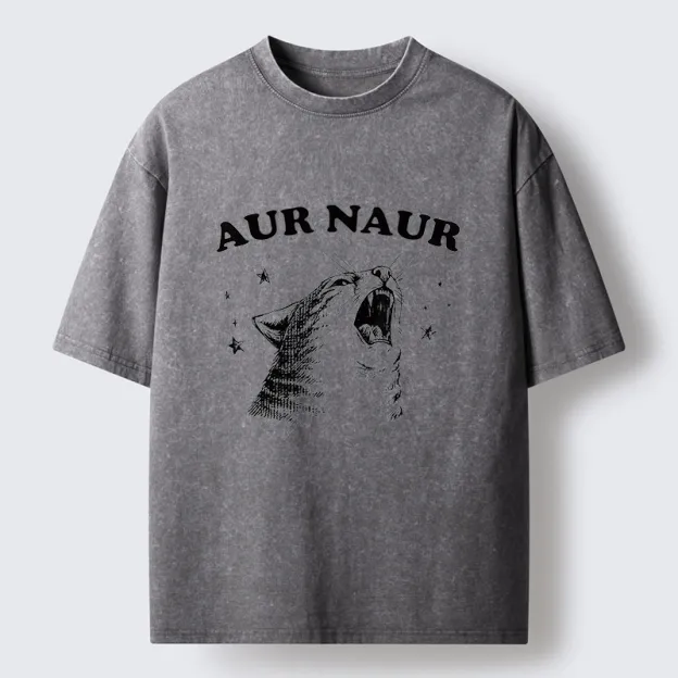 Unisex Aur Naur Cat Washed T-Shirt