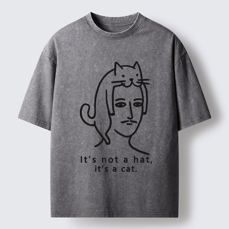 Unisex Not Hat It’s A Cat Washed T-Shirt