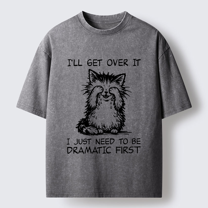 Unisex Dramatic First Cat Washed T-Shirt