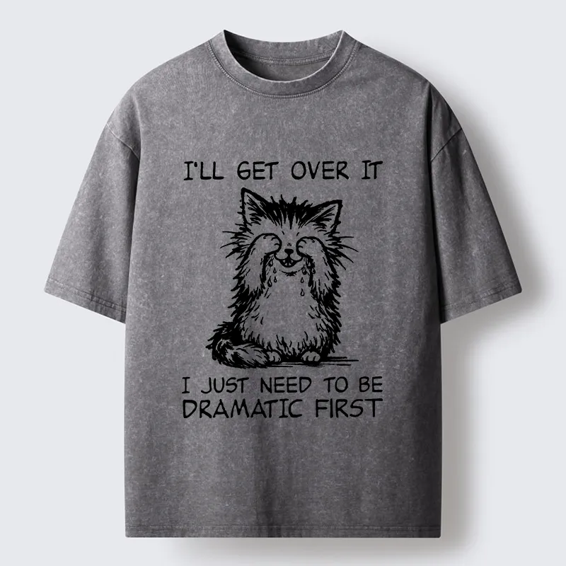 Unisex Dramatic First Cat Washed T-Shirt