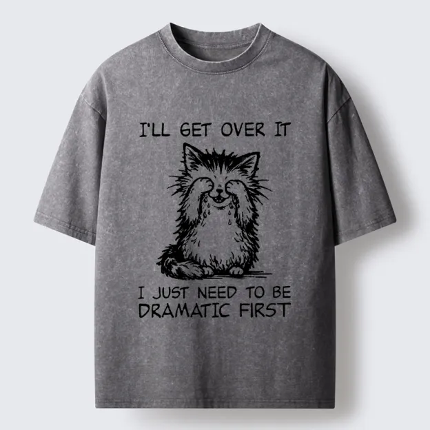 Unisex Dramatic First Cat Washed T-Shirt