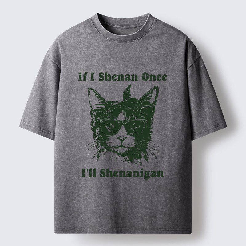 Unisex St. Patrick's Elegant Cat Washed T-Shirt
