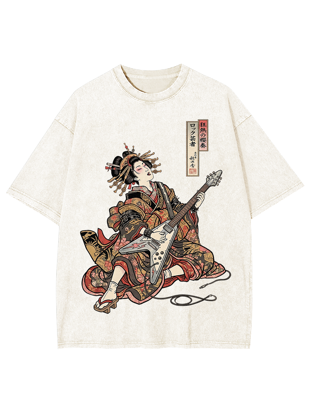 Unisex Geisha Riot Printed Washed Tee