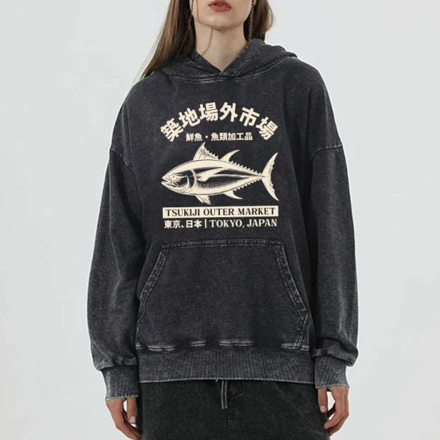 Japan Tsukiji Fish Market Washed Hoodie