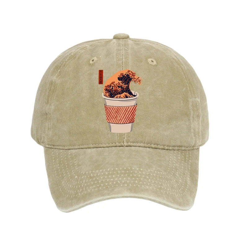  The Great Wave Coffee Washed Cap