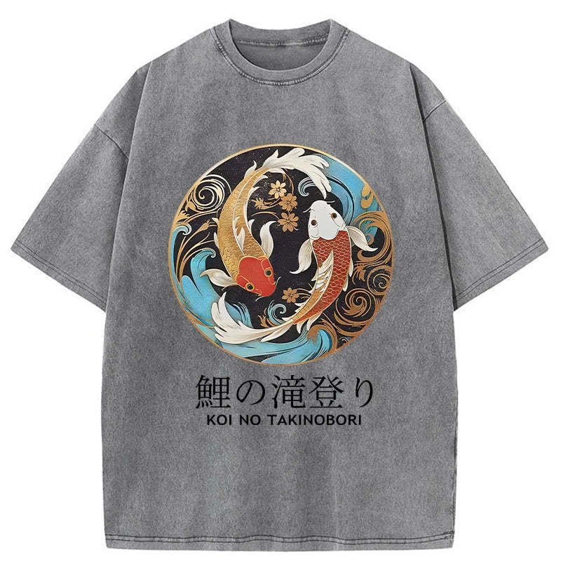 Two Koi Carps Washed T-Shirt