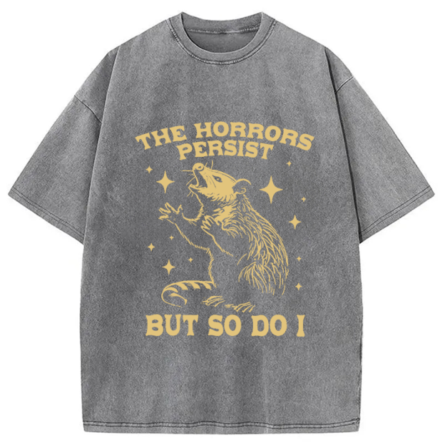 Funny Angry Opossum Possum Washed T-Shirt