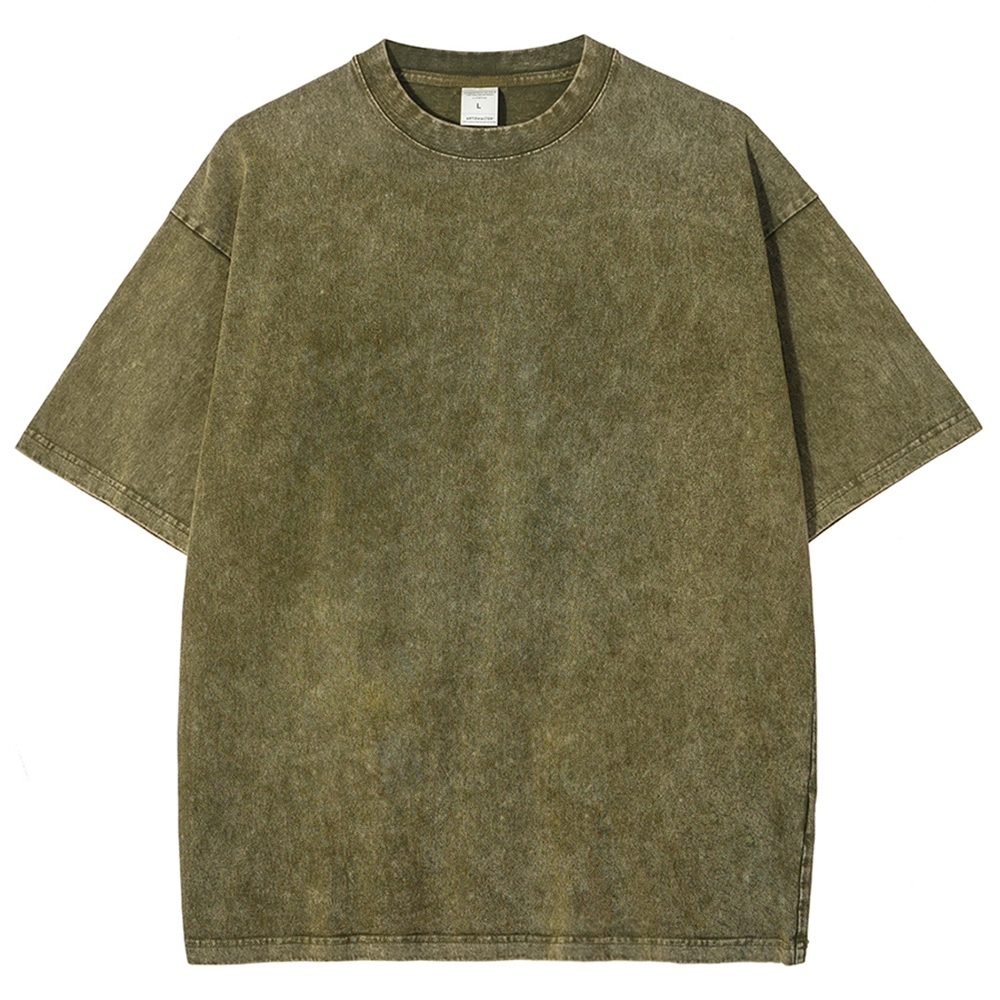 Fishes Pattern Printed Washed Vintage Short Sleeves T-Shirt