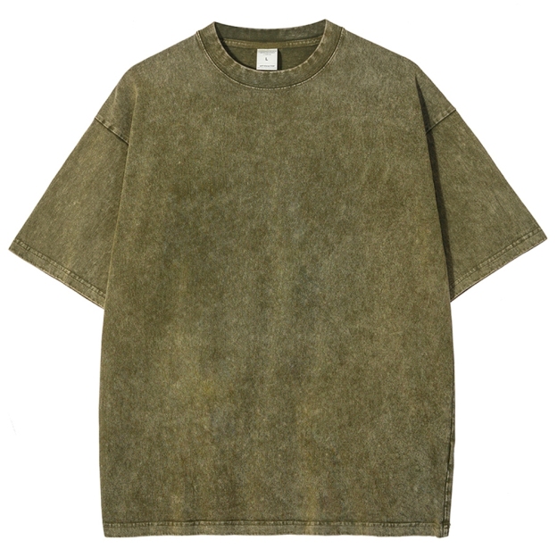 Fishes Pattern Printed Washed Vintage Short Sleeves T-Shirt