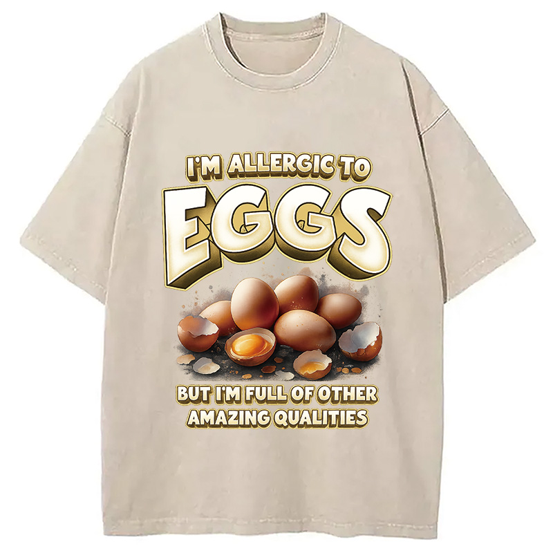 Egg Allergy Washed T-Shirt