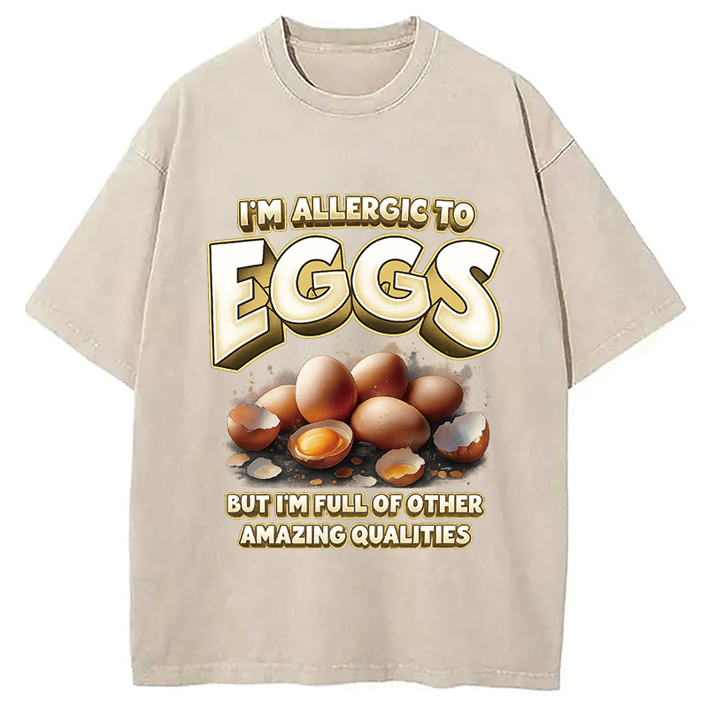 Egg Allergy Washed T-Shirt