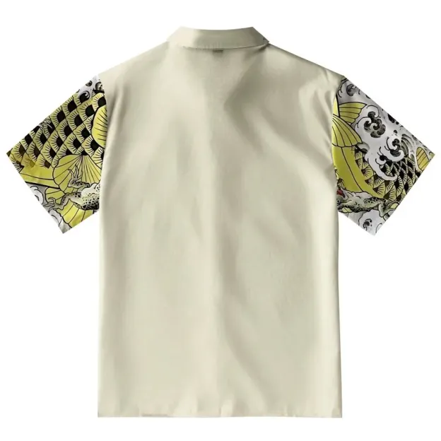  Funny Frog Riding Koi Button-up Shirt