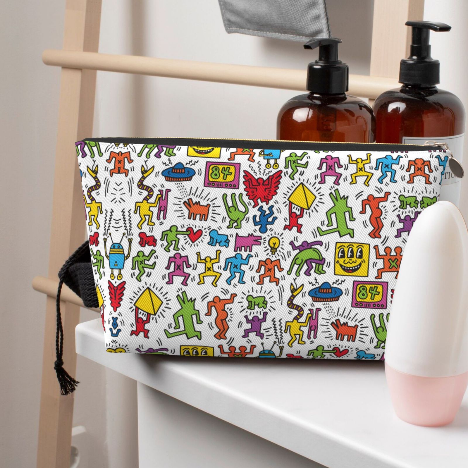 Keith Haring Dancing Printed Makeup Bag