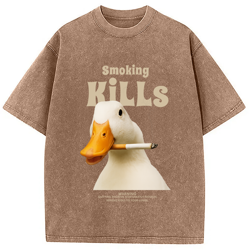 Goose Smoking Funny Meme  Washed T-Shirt