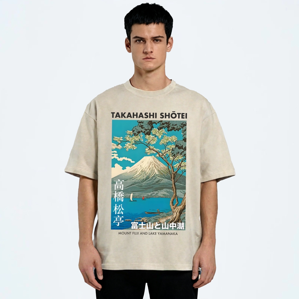 Mount Fuji and Lake Yamanaka Vintage Washed T-shirt