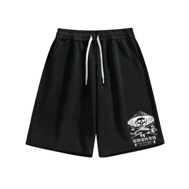 Tsukiji Market Skeleton Cotton Casual Shorts