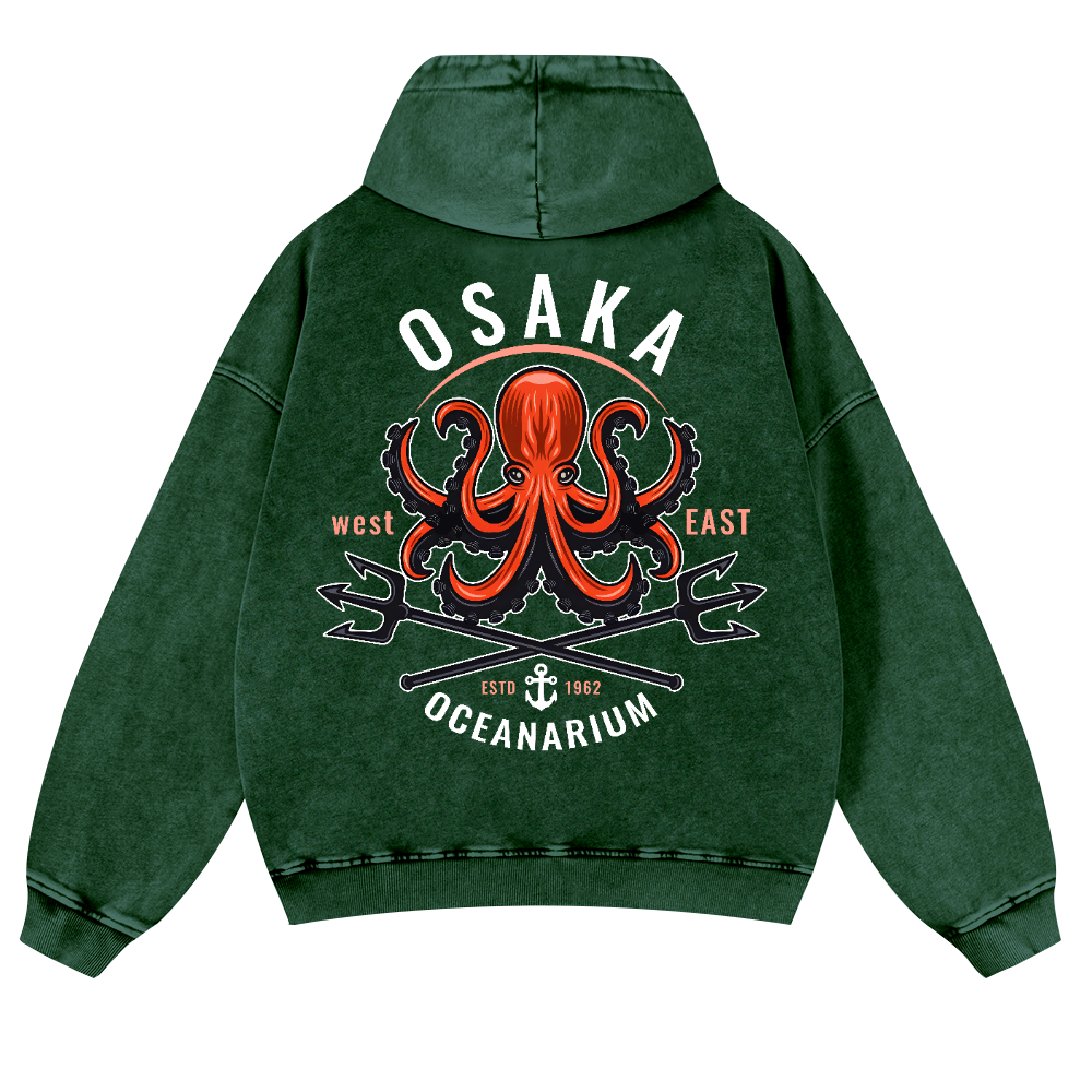 Osaka Octopus Vintage Washed Cotton Back Art Hoodie